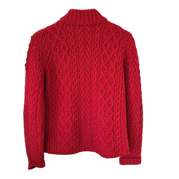 Inis Crafts Womens Merino Wool Irish Cardigan Sweater Size Large Red - Picture 2 of 4